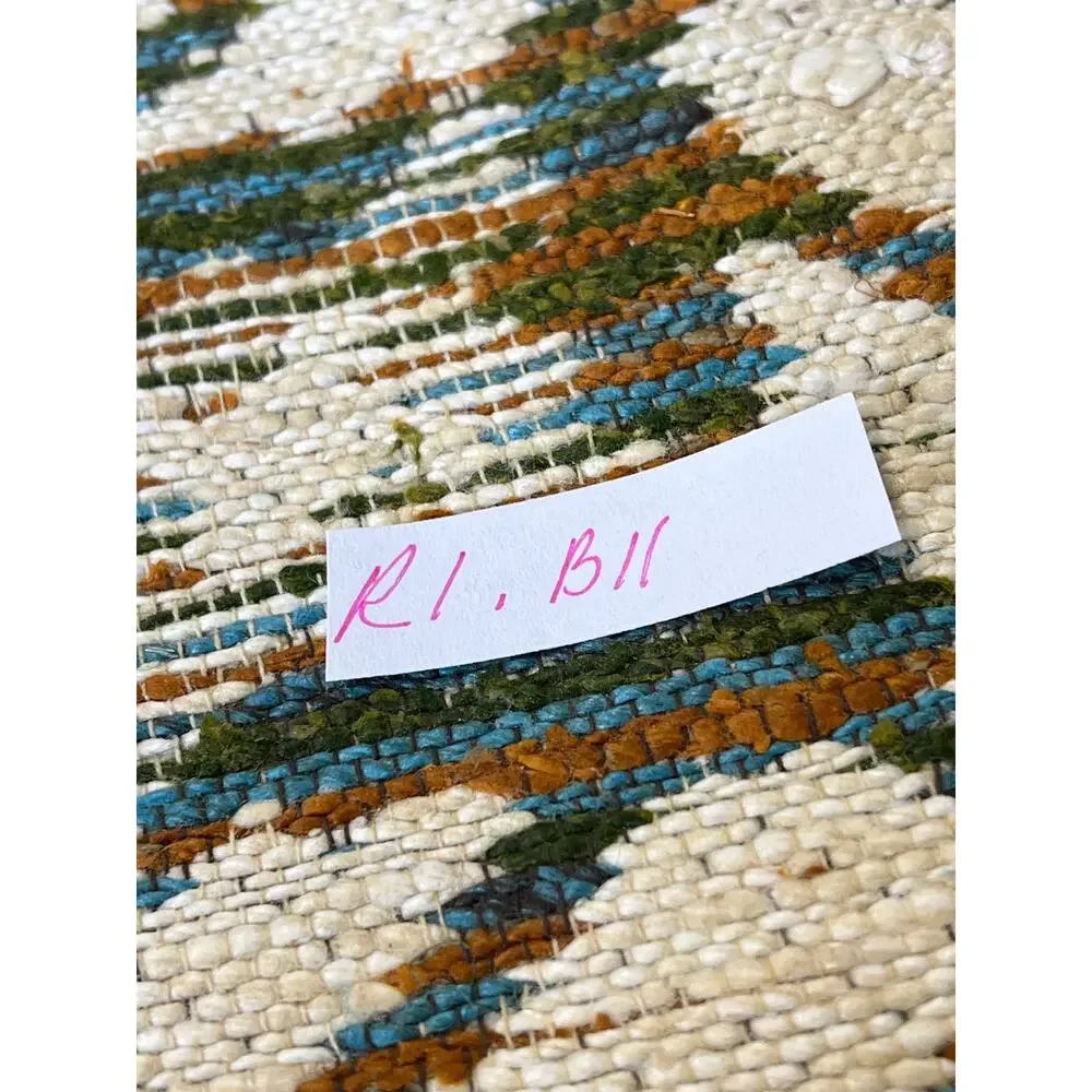 Vtg Tapestry Upholstery Fabric 66x55 Tribal Woven Jacquard Turquoise Brown Cream - Picture 10 of 10